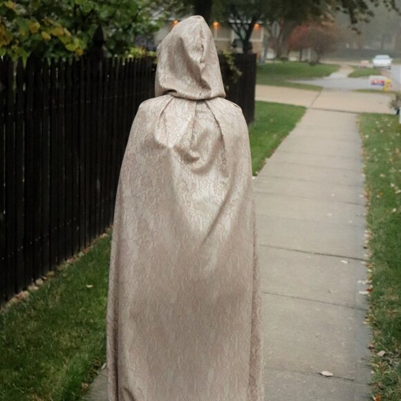 new women adult Halloween costume cape medieval witch satin lace handmade - Picture 2 of 4